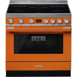 SMEG SZABADONÁLLÓ TŰZHELY, Portofino design, 90 cm, 1 sütőtér, indukciós főzőlap, narancssárga