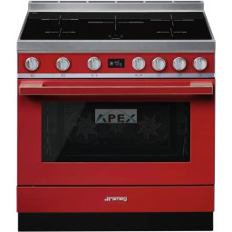 SMEG SZABADONÁLLÓ TŰZHELY, Portofino design, 90 cm, 1 sütőtér, indukciós főzőlap, piros