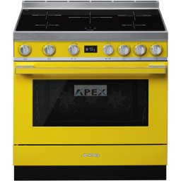 SMEG SZABADONÁLLÓ TŰZHELY, Portofino design, 90 cm, 1 sütőtér, indukciós főzőlap, citromsárga
