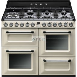 SMEG SZABADONÁLLÓ TŰZHELY,Victoria,110cm,2 sütő,61+61 l ,7 és 7 funkció,grill rekesz 36 l,7égő,bézs/ ezüst gombok