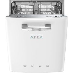 SMEG BEÉPÍTHETŐ MOSOGATÓGÉP, retro, 60 cm, 13 teríték, 10 funkció, 7 hőmérséklet, fehér front