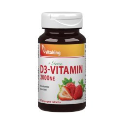 Vitaking D3-vitamin 2000NE szopogató tabletta eper ízű 90x