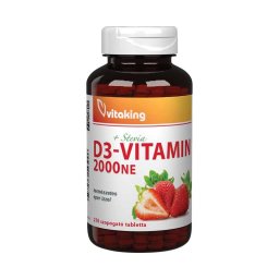 Vitaking D3-vitamin 2000NE szopogató tabletta eper ízű 210x