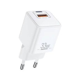 REMAX BATT hálózati töltő USB+Type-C aljzat (33W, GaN, PD gyorstöltő) FEHÉR