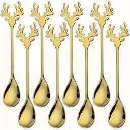 Elegáns rénszarvas agancs rozsdamentes acél kanálkészlet - 8 részes #arany