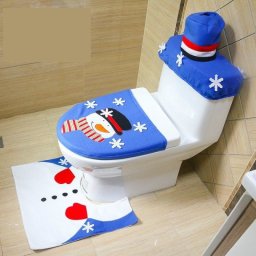 Karácsonyi WC ülőke huzat szett #Kék Hóemberes