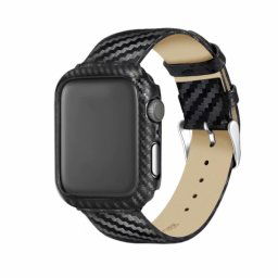 CARBON Bőr szíj + Apple Watch 5 / Watch 4 (40mm) borító fekete