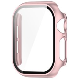 PC FULL COVER Műanyag borítás üveggel Apple Watch 10-hez 46mm metál rózsaszín