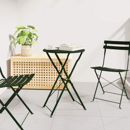 vidaXL Bisztróasztal Sötétzöld Ø 50 x 71 cm Porfestett acél