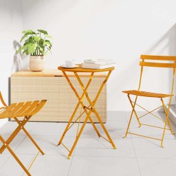 vidaXL Bisztróasztal Mustár Ø 50 x 71 cm Porfestett acél