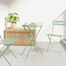 vidaXL Bisztróasztal Világos menta Ø50x71 cm Porfestett acél
