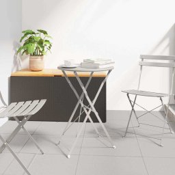 vidaXL Bisztróasztal Bézs Ø 50 x 71 cm Porfestett acél