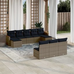vidaXL 10 részes szürke polyrattan kerti ülőgarnitúra párnával