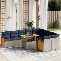 vidaXL 10 részes szürke polyrattan kerti ülőgarnitúra párnával