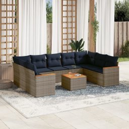 vidaXL 10 részes szürke polyrattan kerti ülőgarnitúra párnával