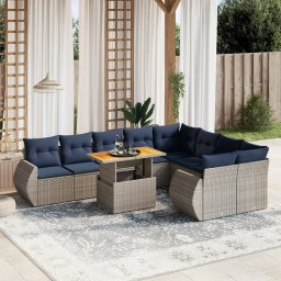 vidaXL 10 részes szürke polyrattan kerti ülőgarnitúra párnával