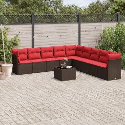 vidaXL 10 részes barna polyrattan kerti ülőgarnitúra párnákkal