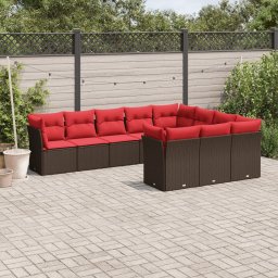 vidaXL 10 részes barna polyrattan kerti ülőgarnitúra párnákkal