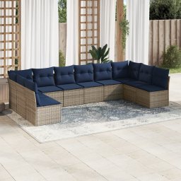 vidaXL 10 részes szürke polyrattan kerti ülőgarnitúra párnával