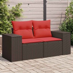 vidaXL 2 személyes barna polyrattan kerti kanapé párnával