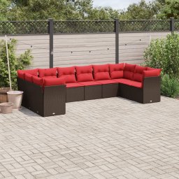 vidaXL 10 részes barna polyrattan kerti ülőgarnitúra párnákkal
