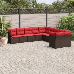 vidaXL 10 részes barna polyrattan kerti ülőgarnitúra párnákkal