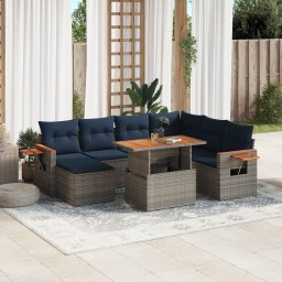 vidaXL 8 részes szürke polyrattan kerti ülőgarnitúra párnával