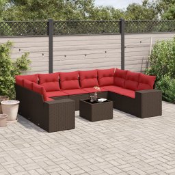 vidaXL 10 részes barna polyrattan kerti ülőgarnitúra párnákkal