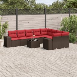 vidaXL 10 részes barna polyrattan kerti ülőgarnitúra párnákkal