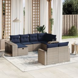 vidaXL 10 részes szürke polyrattan kerti ülőgarnitúra párnával