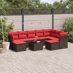 vidaXL 10 részes barna polyrattan kerti ülőgarnitúra párnákkal