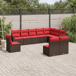 vidaXL 10 részes barna polyrattan kerti ülőgarnitúra párnákkal