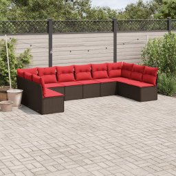 vidaXL 10 részes barna polyrattan kerti ülőgarnitúra párnákkal