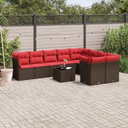 vidaXL 10 részes barna polyrattan kerti ülőgarnitúra párnákkal