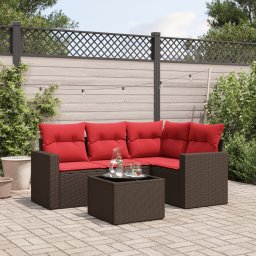 vidaXL 5 részes barna polyrattan kerti ülőgarnitúra párnával