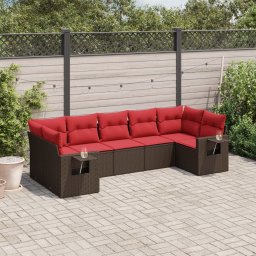 vidaXL 7 részes barna polyrattan kerti ülőgarnitúra párnákkal