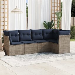 vidaXL 5 részes szürke polyrattan kerti ülőgarnitúra párnával