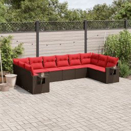 vidaXL 10 részes barna polyrattan kerti ülőgarnitúra párnákkal