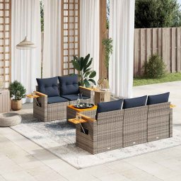 vidaXL 6 részes szürke polyrattan kerti ülőgarnitúra párnával