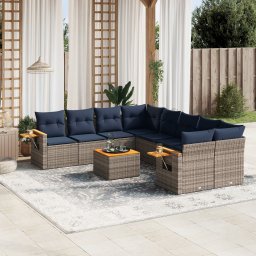 vidaXL 9 részes szürke polyrattan kerti ülőgarnitúra párnával