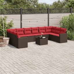 vidaXL 11 részes barna polyrattan kerti ülőgarnitúra párnákkal