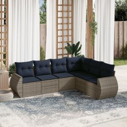 vidaXL 6 részes szürke polyrattan kerti ülőgarnitúra párnával