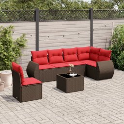 vidaXL 7 részes barna polyrattan kerti ülőgarnitúra párnákkal
