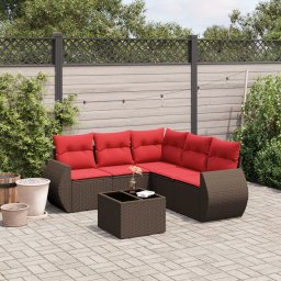 vidaXL 6 részes barna polyrattan kerti ülőgarnitúra párnával