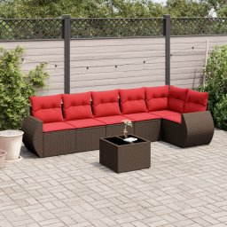 vidaXL 7 részes barna polyrattan kerti ülőgarnitúra párnákkal