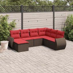 vidaXL 7 részes barna polyrattan kerti ülőgarnitúra párnákkal
