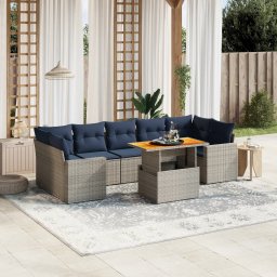 vidaXL 8 részes szürke polyrattan kerti ülőgarnitúra párnával