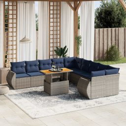 vidaXL 11 részes szürke polyrattan kerti ülőgarnitúra párnákkal