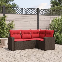 vidaXL 4 részes barna polyrattan kerti ülőgarnitúra párnákkal
