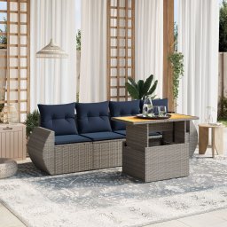 vidaXL 5 részes szürke polyrattan kerti ülőgarnitúra párnával